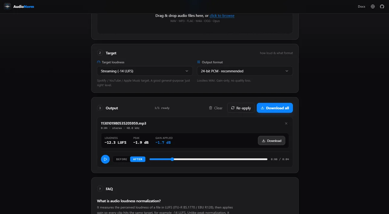 Audionorm screenshot