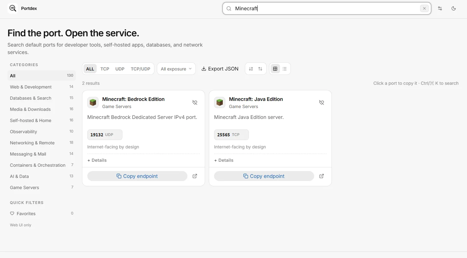 Portdex screenshot