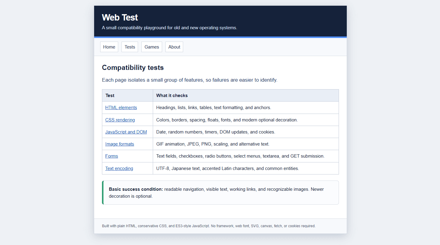 Web Test screenshot