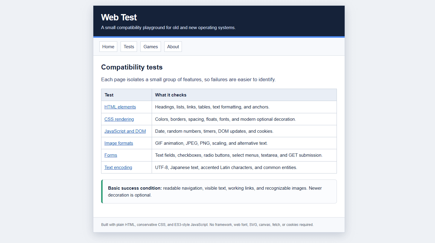 Web Test screenshot