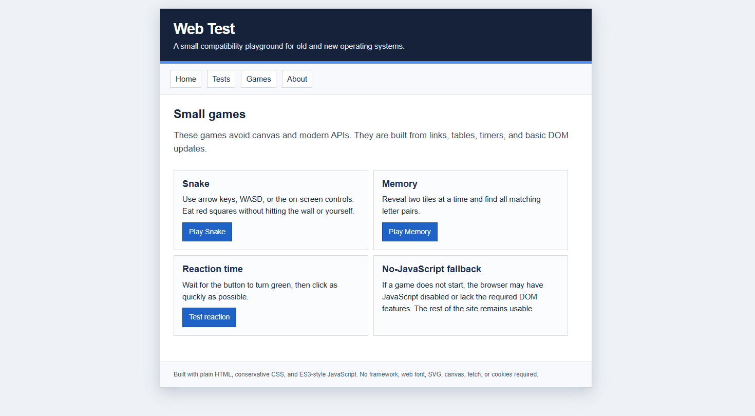 Web Test screenshot