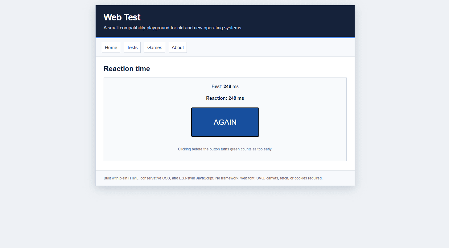 Web Test screenshot
