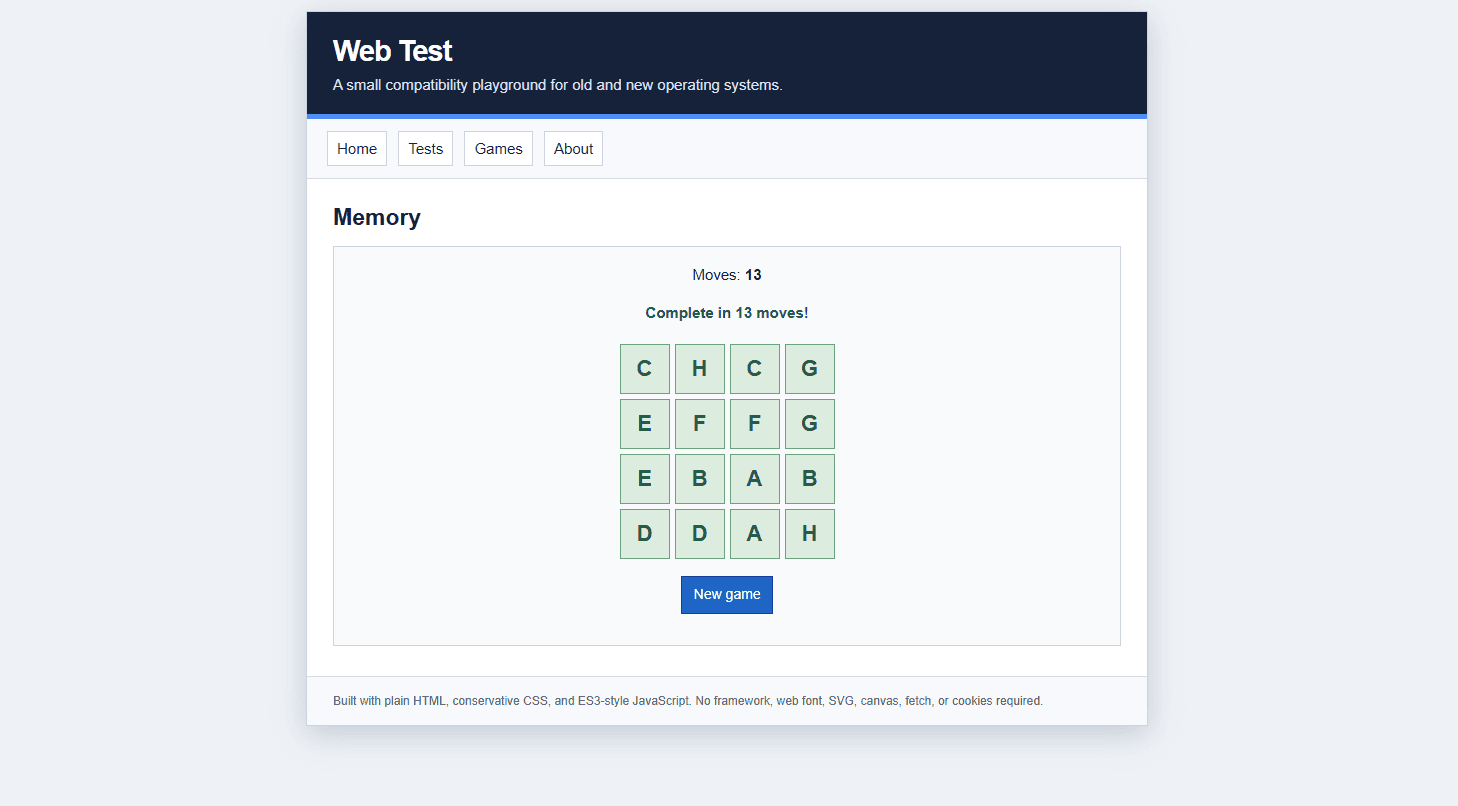 Web Test screenshot